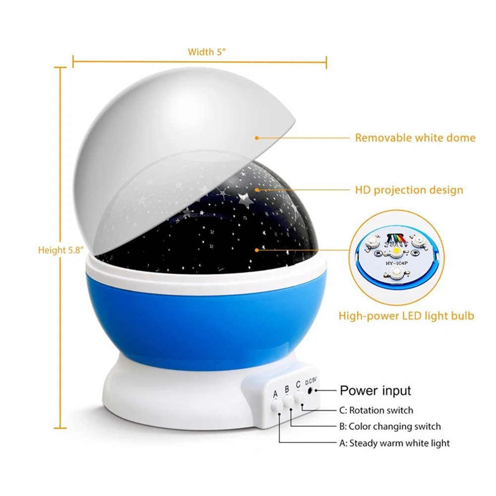 Звездный проектор детский Ночной светильник светодиодный Романтический вращающийся Ночной светильник 8 режимов меняющийся мигающий Звездное небо комнатный светильник для детей