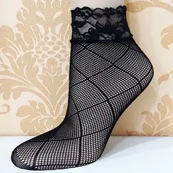 Модные женские туфли ультратонких Sexy Носки из сетчатого материала сетки кружевные короткие носки ботильоны на высоком Забавные милые