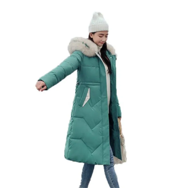 

New women's cotton coats Korean outwear 2019 winter long knee-padded female Slim hooded Fur collar warm windproof parkas jacket