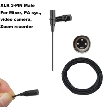 Микрофон 9-52 V Phantom power XLR Lavalier с зажимом для миксера, систем PA, видеокамеры и зум-рекордер