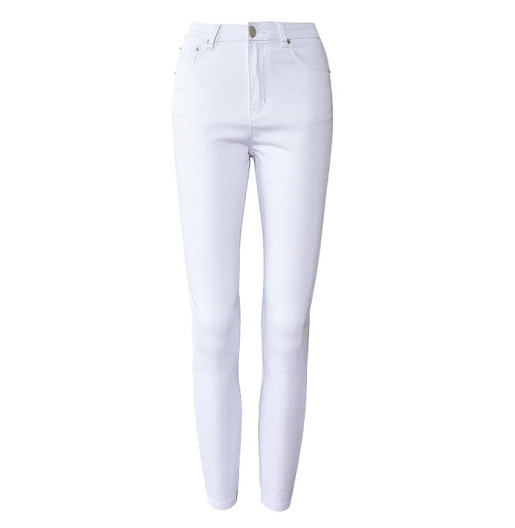 Office Lady High Waist White Jeans Women Top Quality Cotton Slim Elasticity Skinny Denim Leisure Simple Push Up Pantalon Femme cargo pants