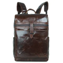 High Class 100% Genuine Leather Backpack Men Travel Backpack Real Leather School Bag Weekend Bag Cowhide Coffee Bolsas J7342