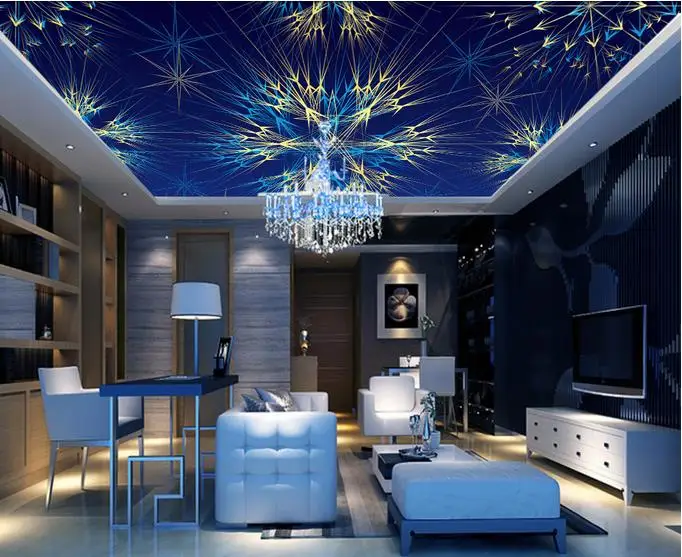 Customize High Quality 3d Wall Paper For Ceiling Blue Bright Color