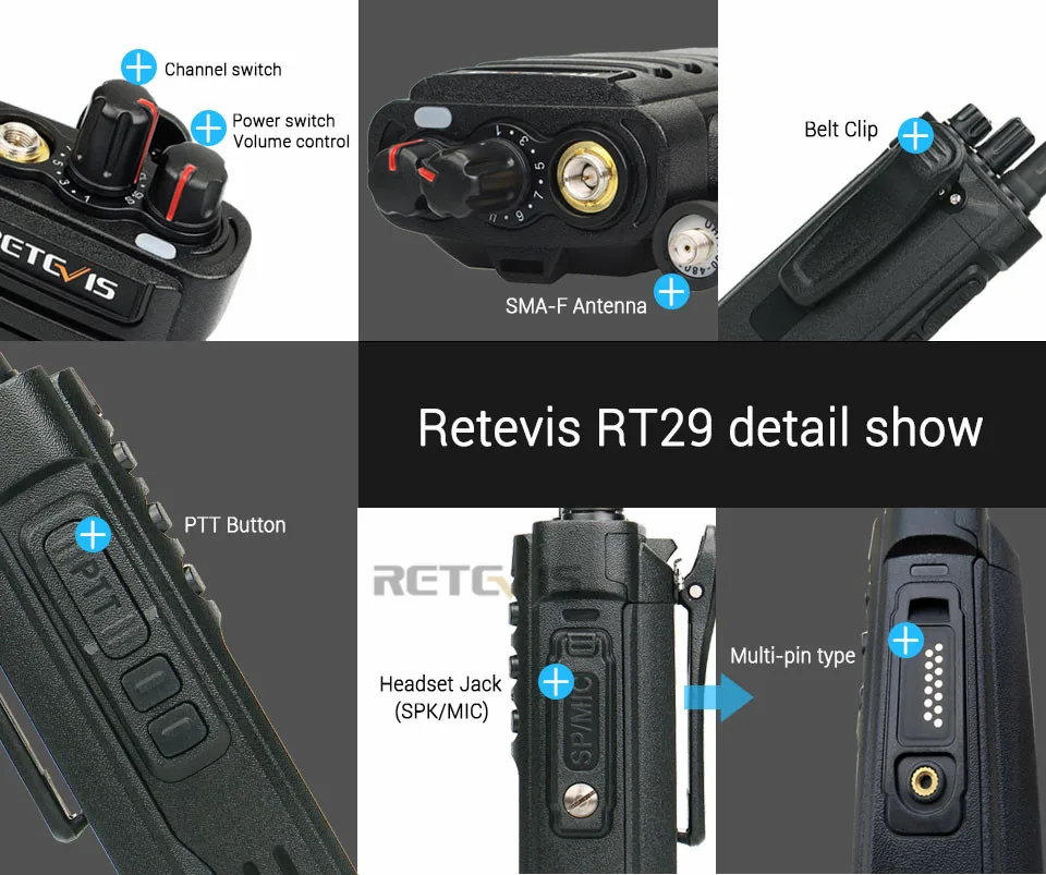 Пара высокой мощности Retevis RT29 Walkie Talkie IP67 Водонепроницаемый UHF400-480MHz VOX TOT Scan 2 Way Радио HF трансивер+ программный кабель