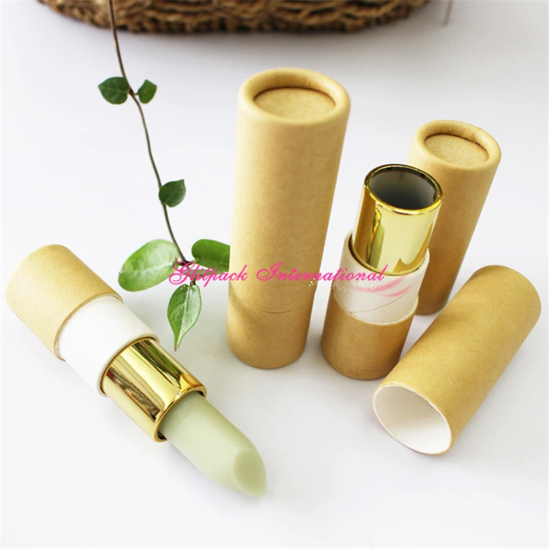 

12.1mm Eco-Friendly Kraft Paperboard Lip Balm Salve Cosmetic Lotion Tubes Cardboard Chapstick Containers cardboard paper lipbalm