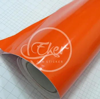 

EKER CAR STICKER 1.52x30M 5FTx98FT Free Shipping Air Bubble Free Glossy Orange Car Wrap Vinyl Film Glossy Orange Car Stickers