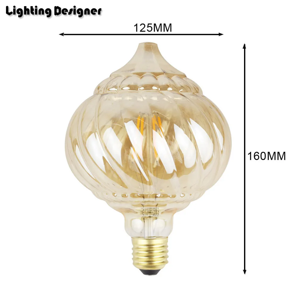 G125 тыквы Эдисон светодиодный E27 Поворотный Конус прямой светодиодный нити 220V 4W Декор винтажный светильник лампа старинная лампочка лампа
