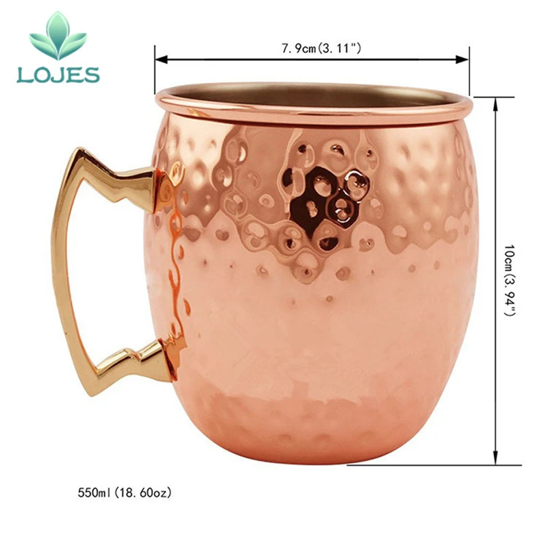 4 Pieces 550ml 18 Ounces Hammered Copper Plated Moscow Mule Mug Beer Cup Coffee Cup Mug Copper Plated