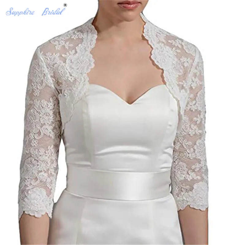 Сапфировое свадебное платье, женская кружевная накидка, свадебное болеро, жакет с длинным рукавом