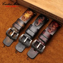 Men’s Retro Genuine Leather watchband 28mm excellent Tree cream Watch Band Strap For SF Friday Bracelet + Tool