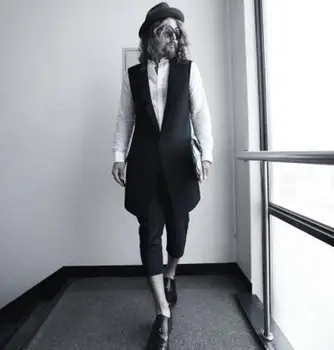 

Mens One Button Casual Coat Long Lapel Vest Dress Formal Blazer Waistcoat 2 colors