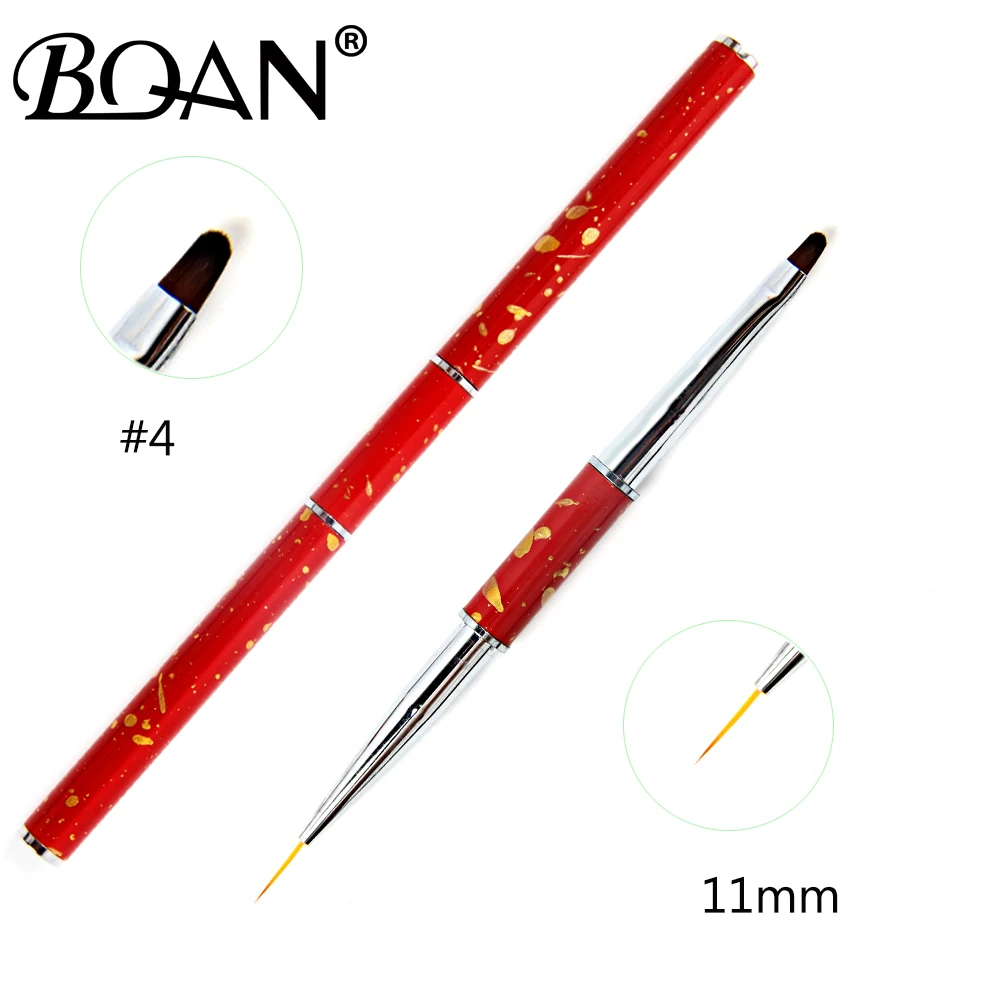 

BQAN 1 PCS Double Head Crystal Handle #4&11mm Drawing Brush Liner Brush Painting Pen Gel Polish Crystal Nail Art Manicure Tools