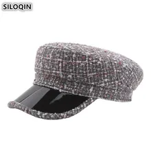 SILOQIN элегантные женские плоские кепки клетчатые армейские военные шапки для женщин зимние теплые толстые хлопковые модные яркие шелковые кепки в стиле хип-хоп