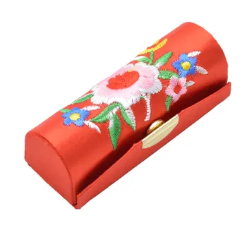 

Women's Special Fashion Embroidery Beauty with Mirror Lipstick Box The Portable Red Khaki Purple Pink Black Blue Make Up Bag