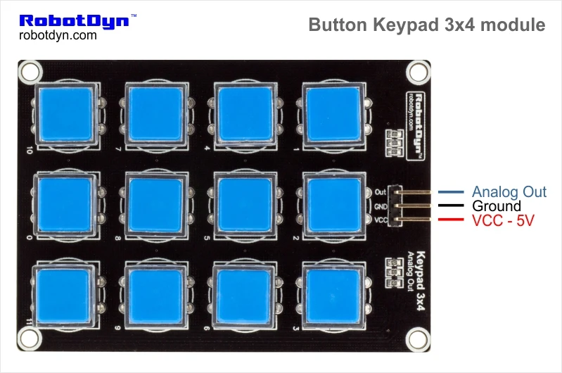 Модуль клавиатуры 3 x 4. Один аналоговый выход.|raspberry analog|arduino analogkeypad 3x4 |