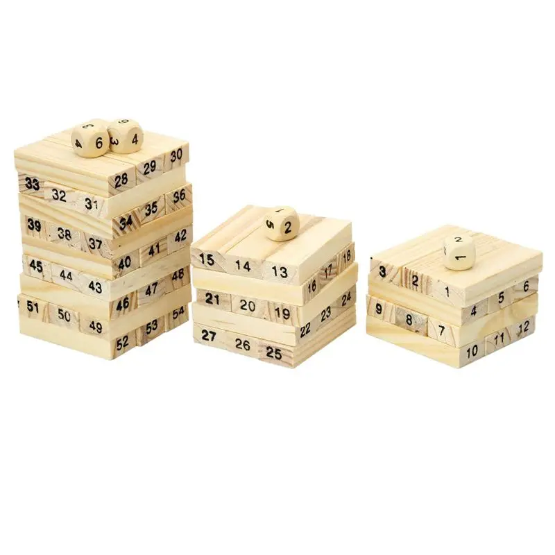 54 шт. деревянный блок игра в штабелирование с числами и игральными играми