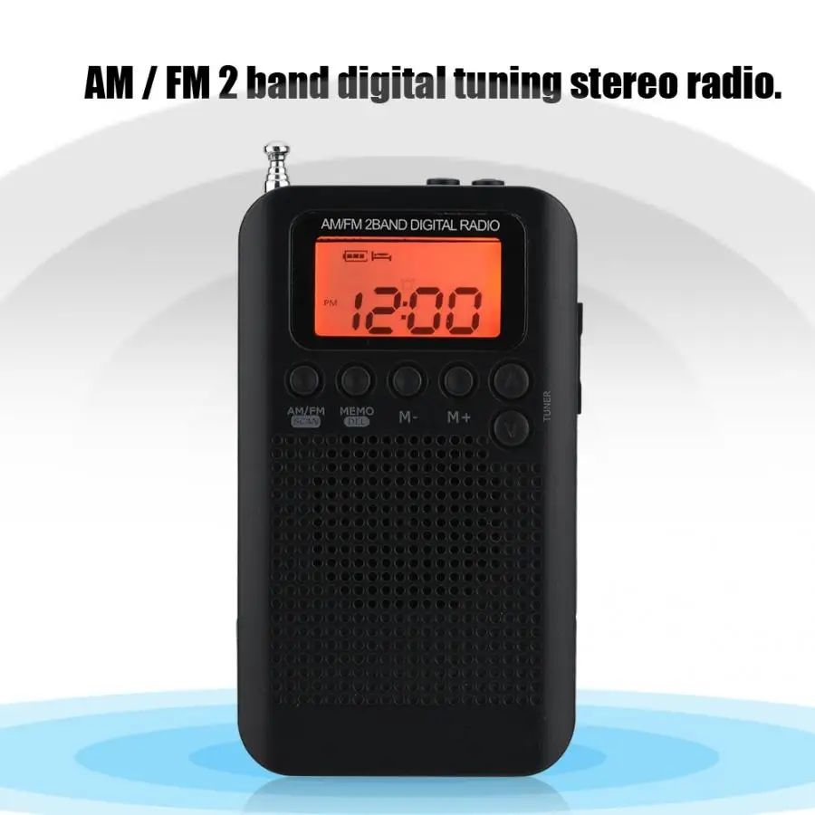Портативный am fm цифровой радио карманный мини цифровой тюнинговый радиоприемник ЖК-дисплей экран может хранить 58 радиостанций 3,5 мм