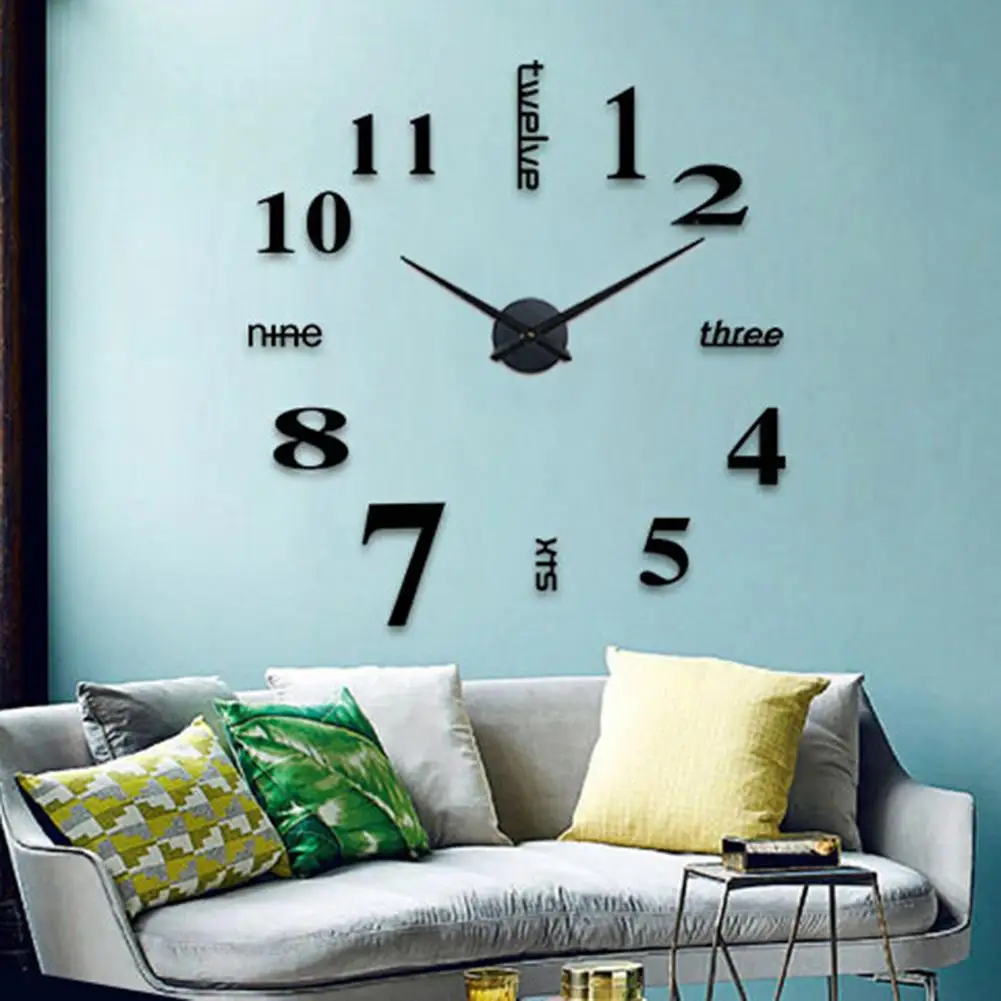 

Modern Mirror Effect Wall Clock 3D Sticker DIY Art Home Study Living Room Decor Hot