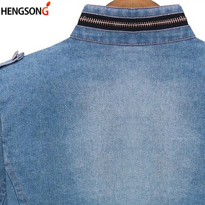 Куртка HENGSONG женская джинсовая с длинным рукавом модная повседневная верхняя