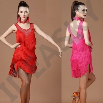 latin dance dress dancing ballroom wear adult salsa tango dress for adults womens ladies competition costume sequin fringe