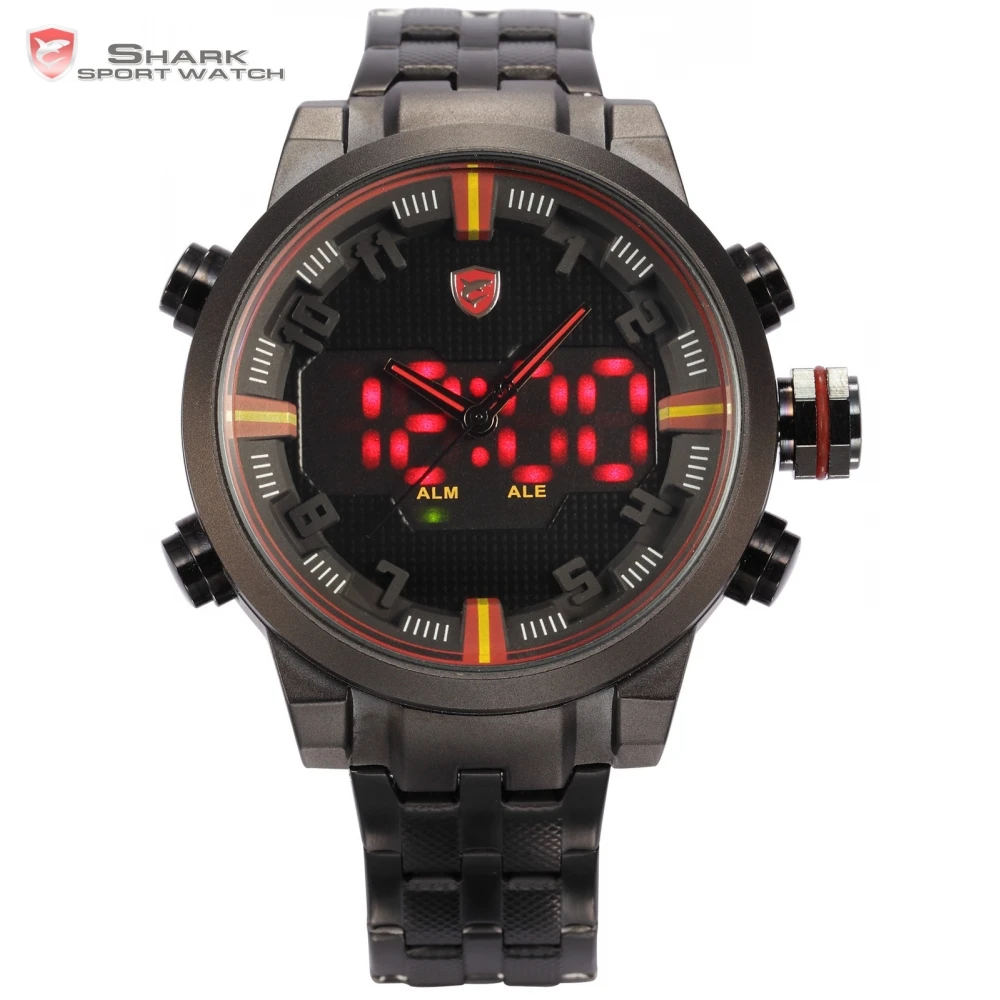 Sawback Angel SHARK Sport Watch Dual Time Digital LED Date Steel Relogio Masculino Men Quartz Watch /SH197202 Sawback Angel SHARK Sport Watch Dual Time Digital LED Date Steel Relogio Masculino Men Quartz Watch /SH197202