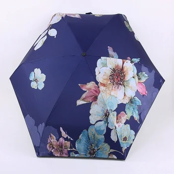 

Fashion Women Umbrella Folding Waterproof UV Sun Umbrella Art Drawing Flower Umbrella Mini Pocket Parasol Lady Travel Umbrellas