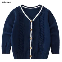 Alisenna/Детские свитера для мальчиков; кардиганы с длинными рукавами; Хлопковые вязаные куртки для мальчиков; зимние теплые детские вязаные пальто; От 3 до 7 лет