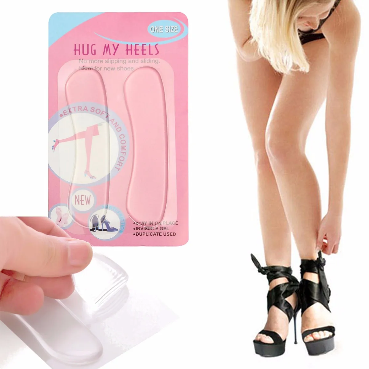

BSAID 1 Pair Silicone Heel Cushion, Soft Invisible after the thread high-heel Insert Foot Care Shoe Inserts Pad Insole For Women
