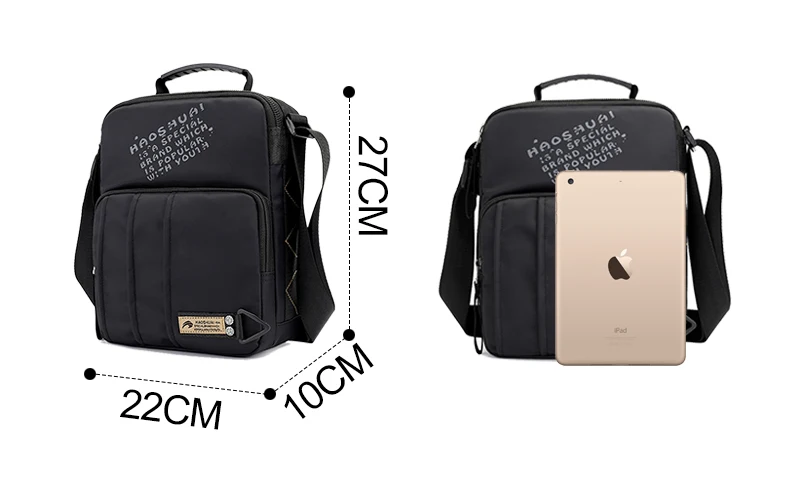 Мужские водонепроницаемые нейлоновые сумки через плечо на молнии для путешествий, маленькая сумка-мессенджер для подростков, сумка через плечо, деловой Повседневный портфель XA121ZC