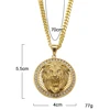 Mens Hip Hop Jewelry Iced Out Gold Color Fashion Bling Bling Lion Head Pendant Men Necklace Gold Color For Gift/present 3