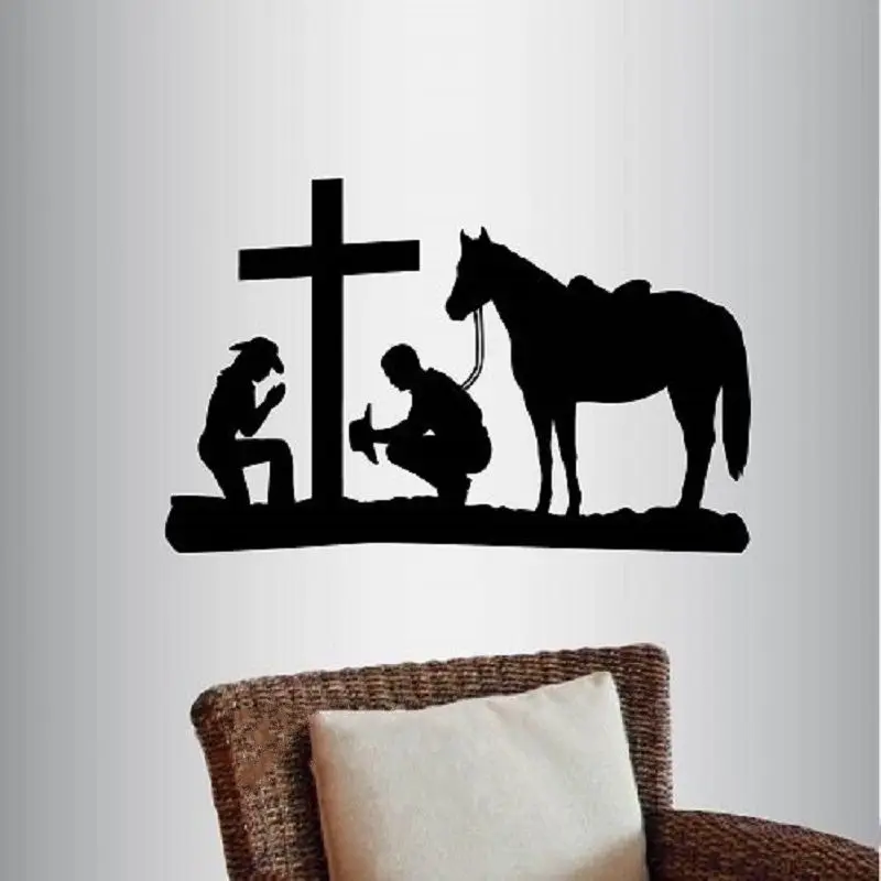 Vinyl Art Wall Sticker Decal Home Decor Cowboy and Cowgirl Praying