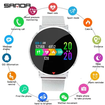 

SANDA Blood Oxygen Smart Watch Men Blood Pressure Heart Rate Monitor Sleep Tracker Bluetooth Smartwatch Women for Android IOS