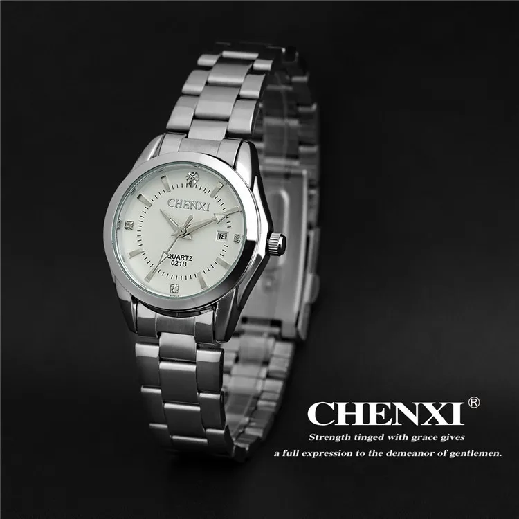 2018 CHENXI серебро часы нержавеющая сталь наручные часы для женщин мужчин модное платье Аналоговые Кварцевые повседневное женский