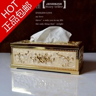 US $161.94 Boutique special European tissue boxes gold white metal paper towels napkins paper boxes hotels home accessories
