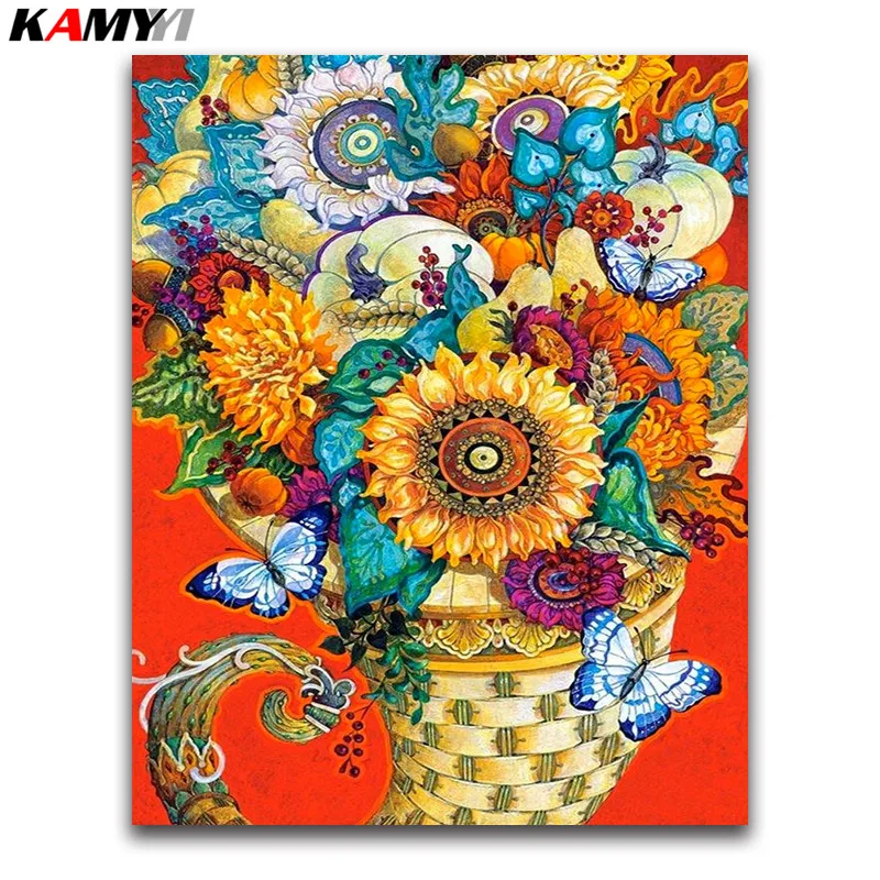 

sun flowers basket 5D DIY Diamond embroidery Full square Diamond mosaic butterfly full round Diamond painting Cross stitch daisy