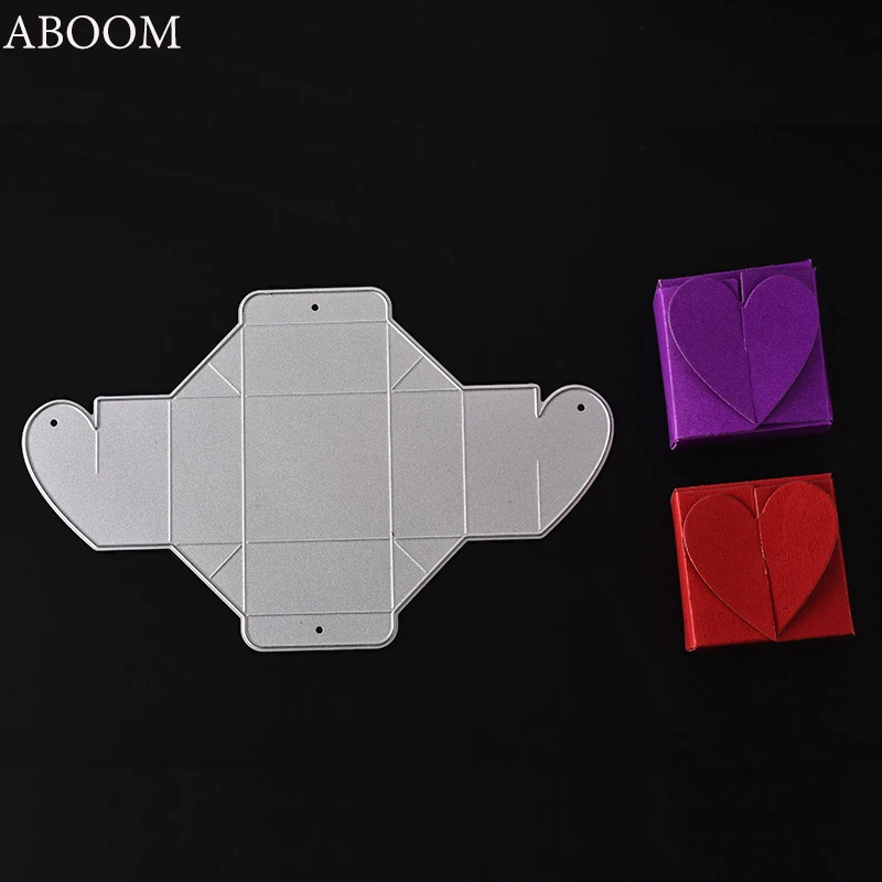 

ABOOM Fresh Heart Gift Box Package Metal Carbon Steel Die Cut Embossing Folder Scrapbooking Album Photo Decoration Card Template