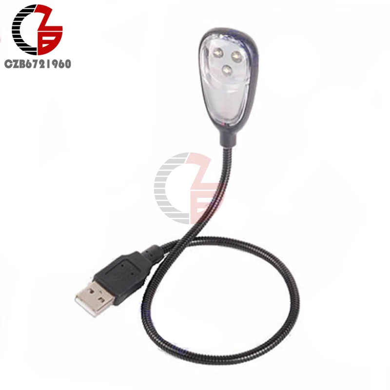 

3 LED Super Bright Flexible USB Light Lamp with Switch for PC Notebook Laptop