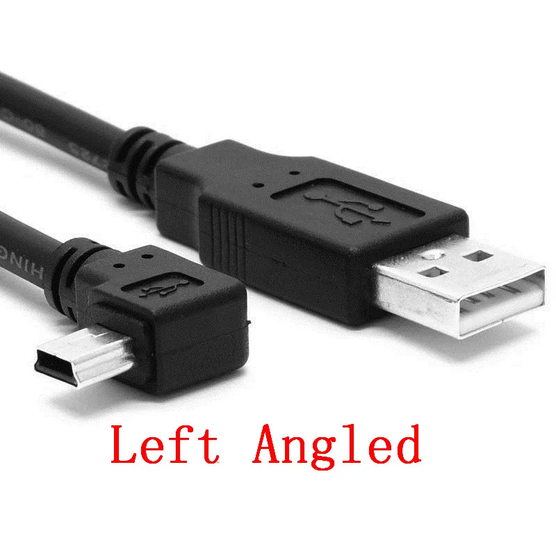 USB 2.0 Male to Mini USB B Type 5pin 90 Degree Up & Down & Left & Right Angled Male Data Cable 0.25m/0.5m/1.8m/5m