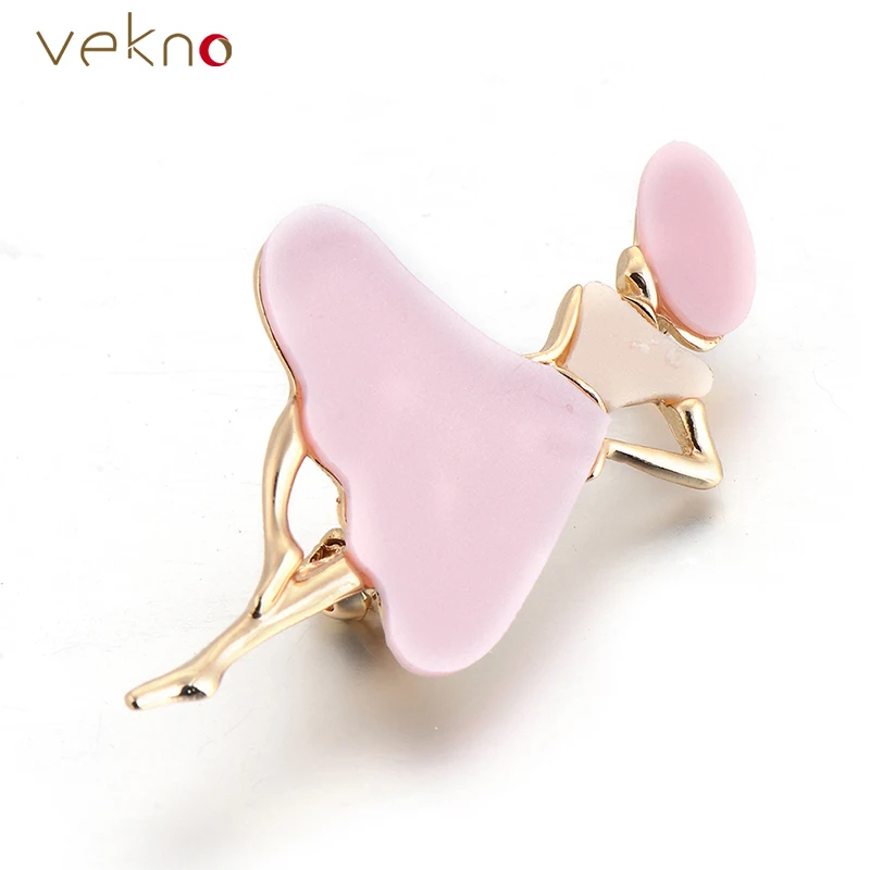 VEKNO Cute Acrylic Beautiful Miss Lady Women Brooches Fashion Gold