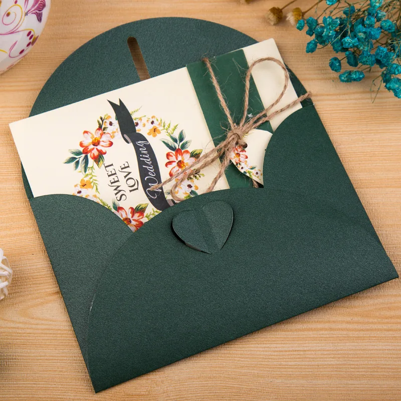  1pcs Luxury Wedding Invitations Card Baby Shower With Ribbon Free Envelope & Seals Party Wedding Su - 32856910655