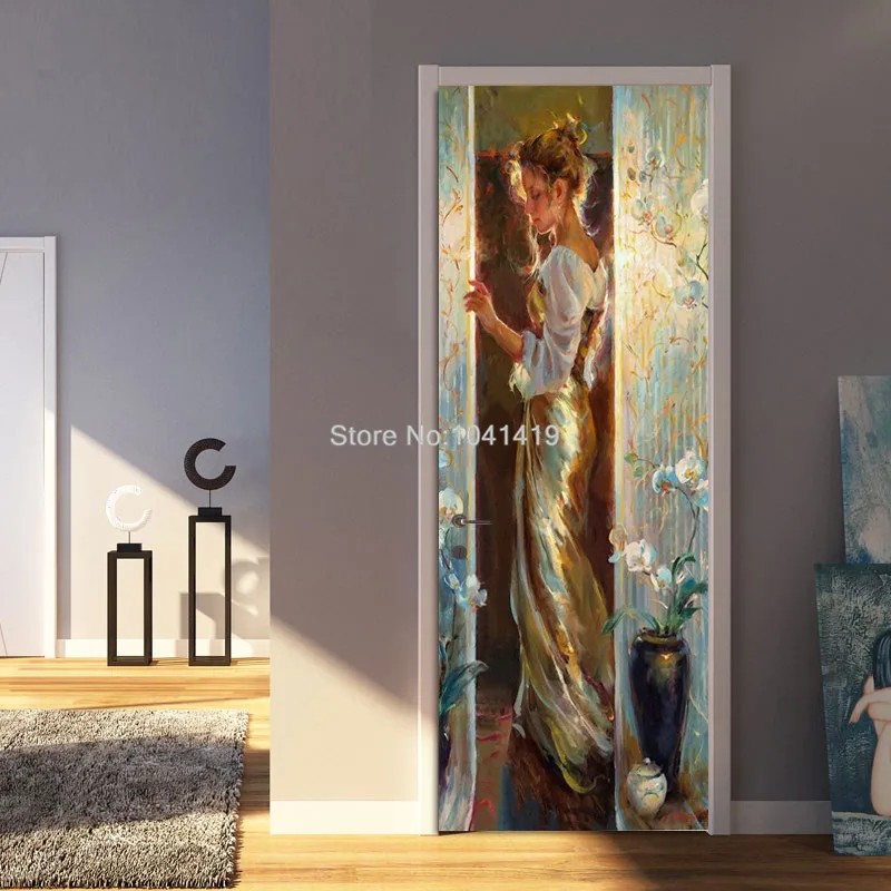 porta, sala de estar, quarto, adesivos de parede 3 d