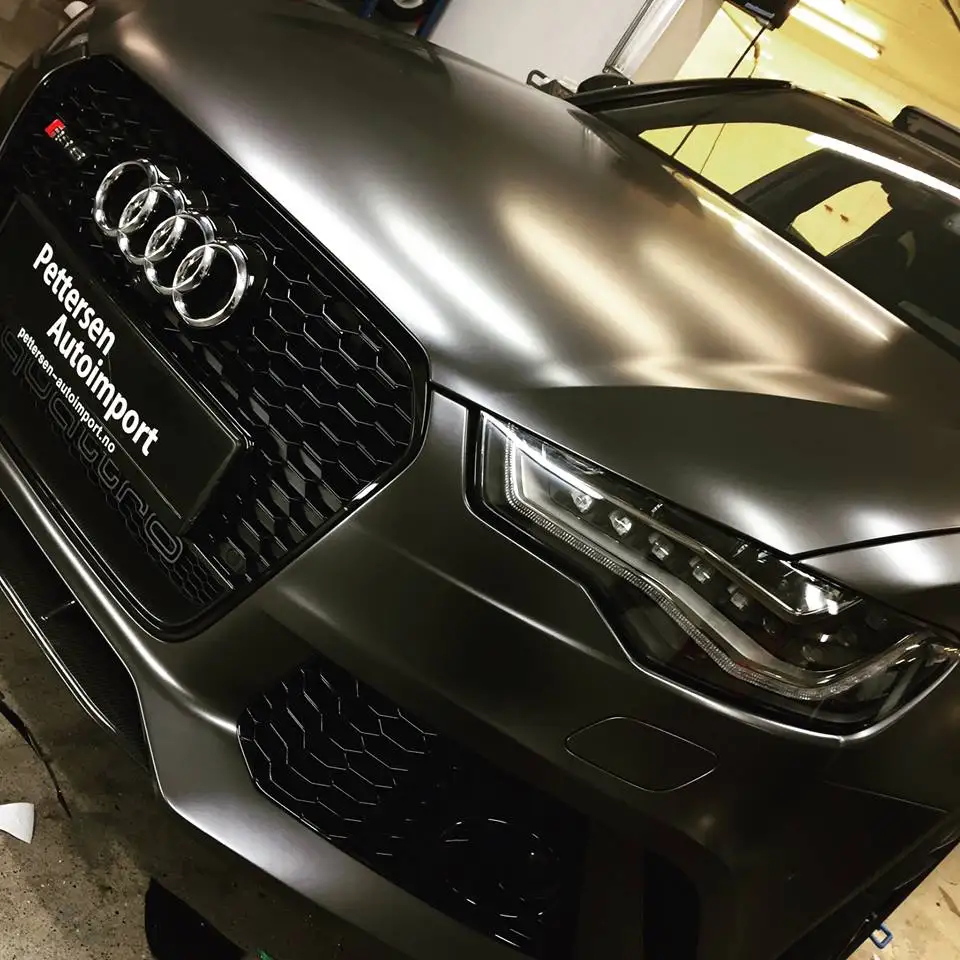 Anthracite satin chrome gunmetal dark Grey metallic car wrapping Film (2)