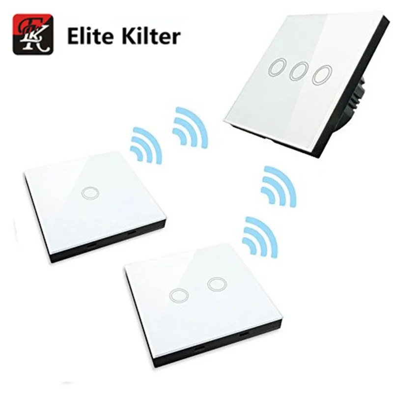 

Elite Kilter Touch Switch 3 Gang 3 Way With 3 Gang Touch Remote Controller AC 170V~240V EU/UK Standard