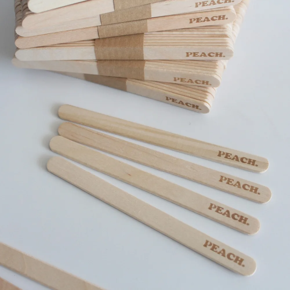 

Customized Popsicle Sticks Ice Cream Sticks Personalized Wooden Sticks 1000 pieces Craft Popsicle Stick Wedding Party Logo PEACH