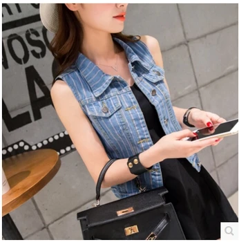 

Nice Spring Summer Style Retro Washed Women Denim Vest Waistcoat Sleeveless Denim Jacket Women Slim Cardigan Jeans Vest