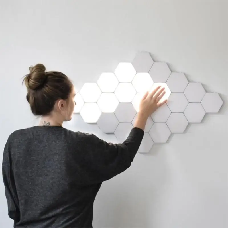 Sensor de Toque Luzes da Noite Hexágono Magnética Modular Toque Lâmpada Parede Criativo Decoração Casa Cor Noite Luz Led
