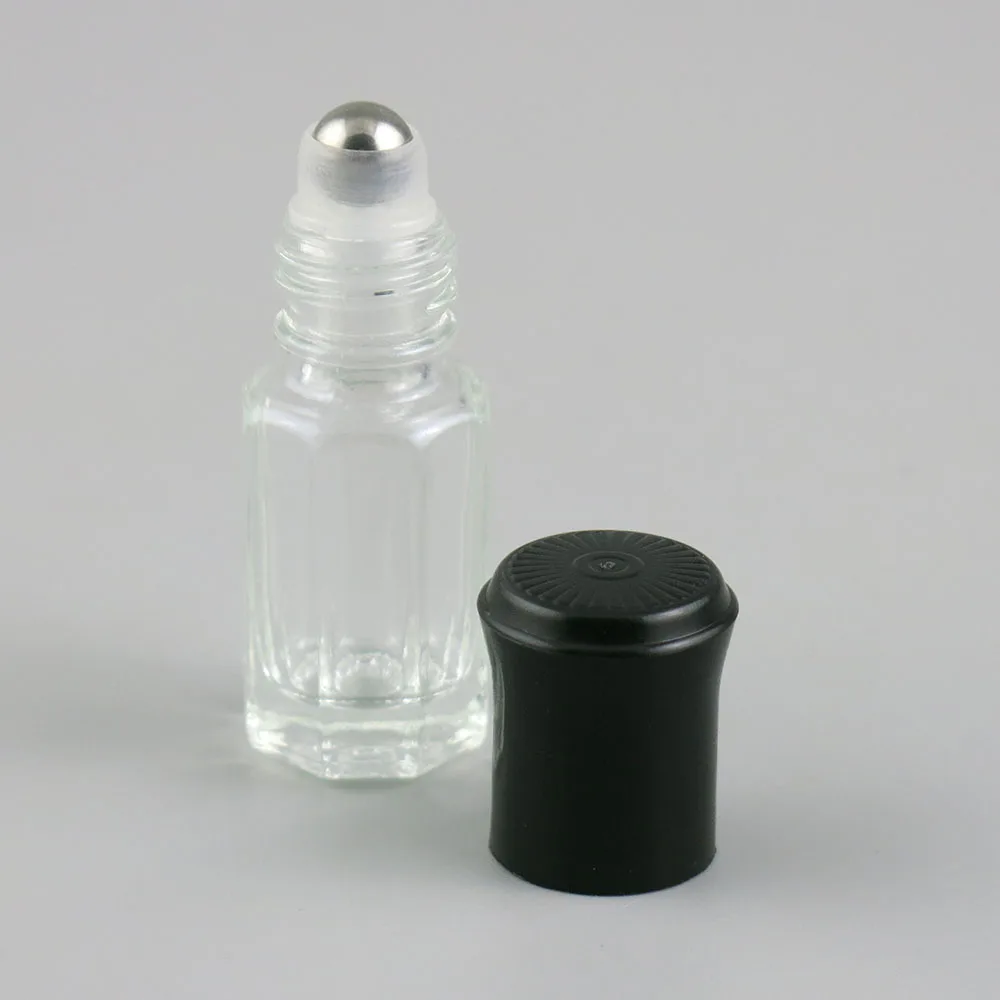 24 x 3ML Refillable Empty Clear Glass Essential Oil Roller Bottles with Metal Balls 3cc Small 4