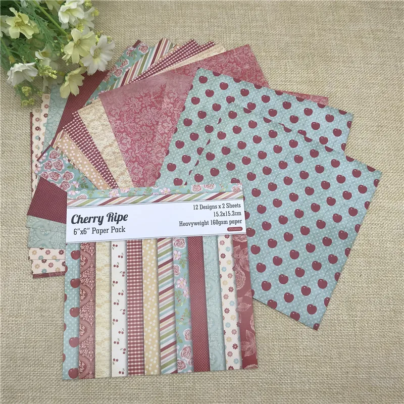 

24 sheet 6"X6"Cherry Ripe the flower patterned paper Scrapbooking paper pack handmade craft paper craft Background pad