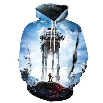 

2018 New Tide Hoodie Men Long Sleeve Star Wars Print Sweatshirt Leisure 3D Hoodies Men and Women with Cap Hoody Men Clothing