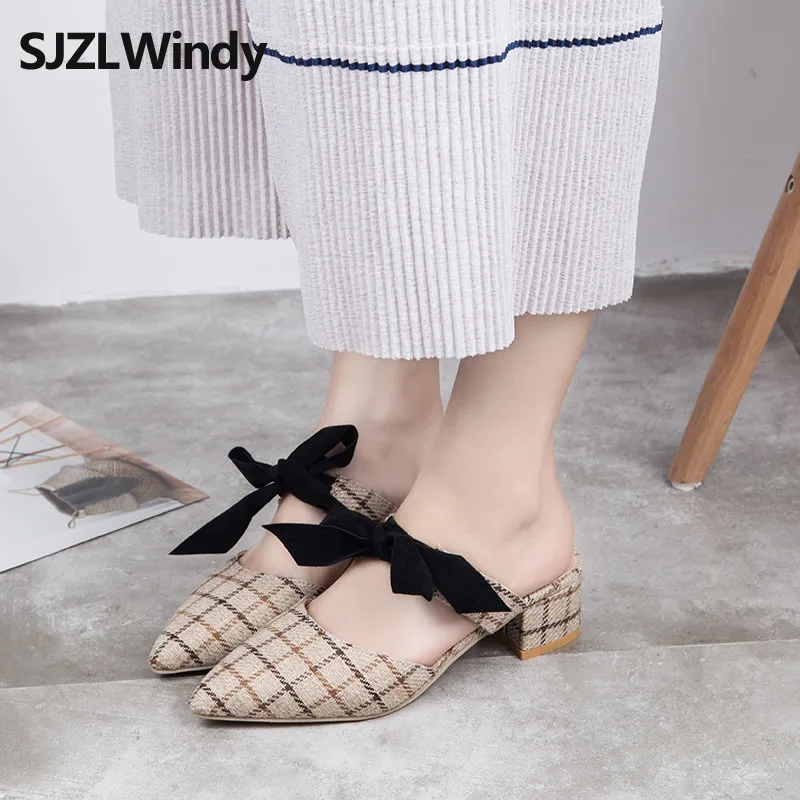 

Baotou Semi-slippers Women's Summer Fashion Outside Wear New Type of Slacker Women's Slippers with Spiked High-heeled Muller Sho